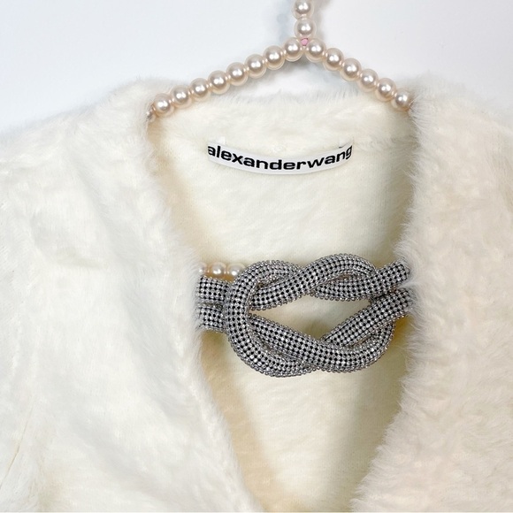 New Alexander Wang Crystal Knot V Neck Sweater Top - Picture 8 of 9